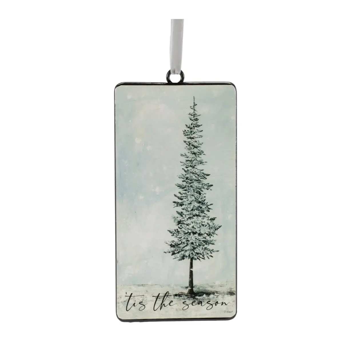 Melrose 94385DS 8.5 in. Metal Classic Elegant Christmas Tree Pattern Hanging Ornaments, Beige & Green 360-Degree Stand - Set of 12 Indoor Home Festive Supplies for Pine Tree