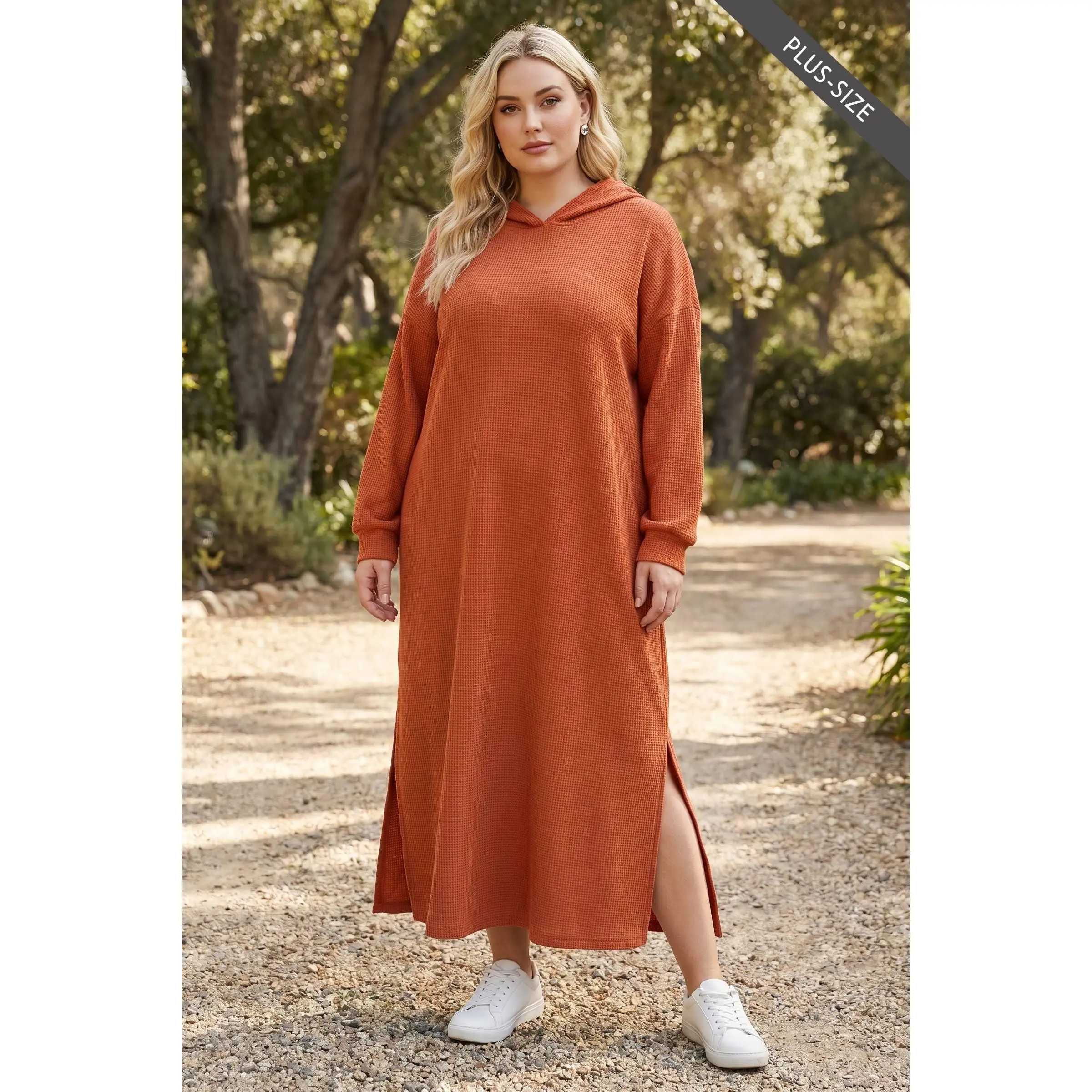 Plus Size Waffle Knit Thermal Duster