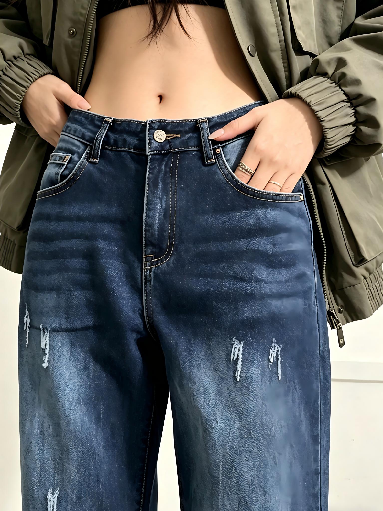 women's versatile mid wasit denim muliti-pocket denim trousers for women Straight Bottom Minimalist classic women's pants stretch wide leg jeans daily urban fashion wear womenswear simple style  Straight Bottom Minimalist