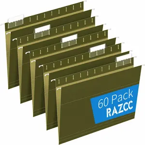 Hanging File Folders 60 Pack Reinforced Hanging Folders Letter Size, Designed for Bulky Files, Filing Cabinet, Adjustable Tabs, Green
