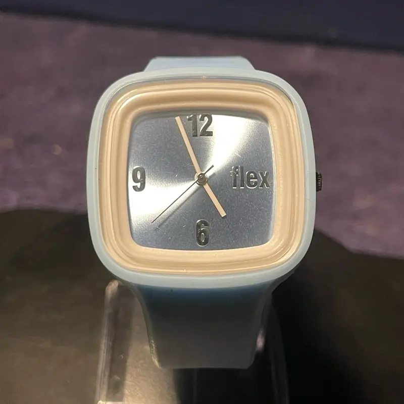 Unisex Flex Watches Light Blue Matte Silicone Square Analog Watch