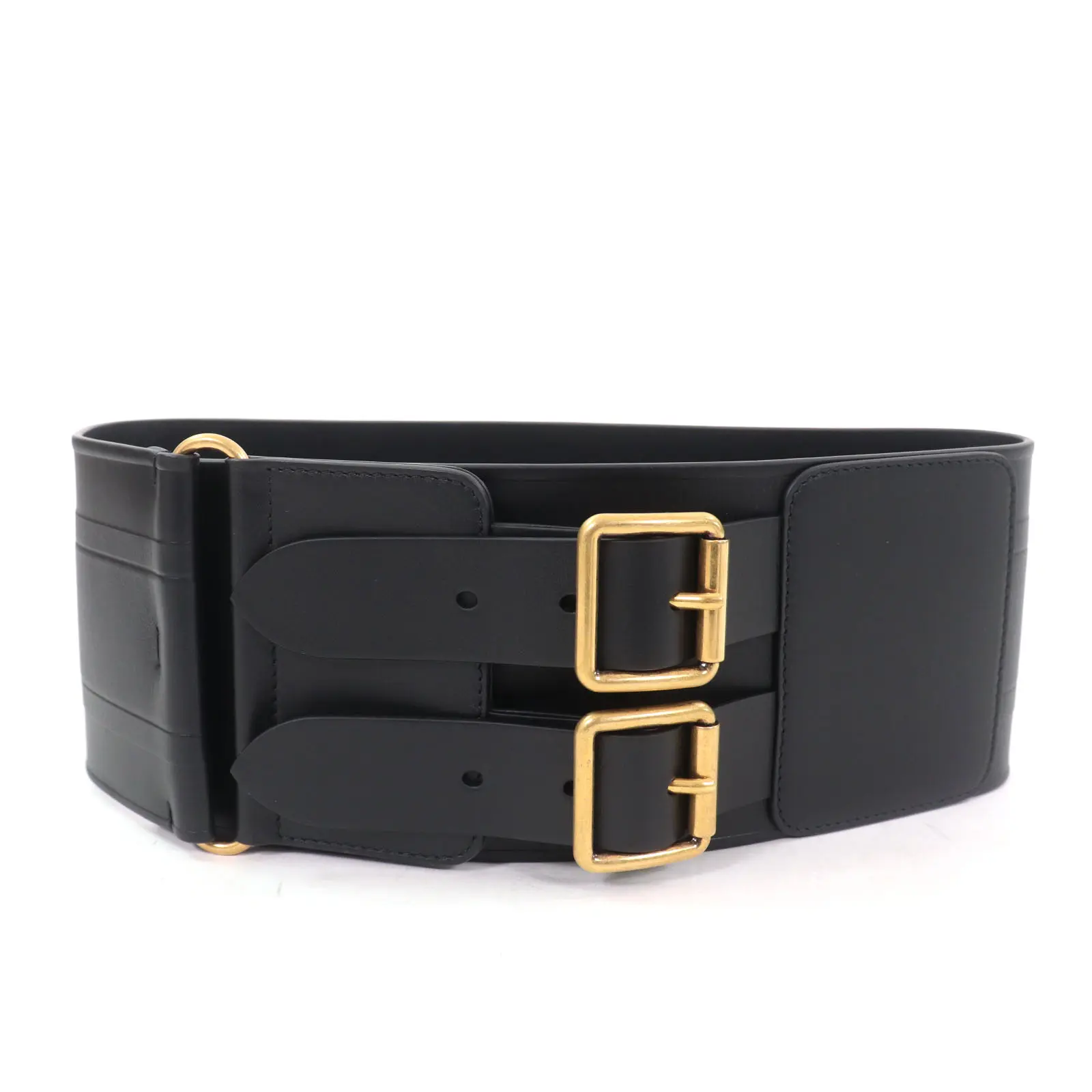 Pre-owned Dior Others Small Leather Goods Christian D WAIST Maxi Double Belt Leather Belt