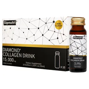 Sipnutri Diamond Liquid Collagen Drink 15000mg Hydrolyzed Marine Fish Collagen Peptides with Vitamin C Pomegranate 50ml x 10 - Dietary Supplement