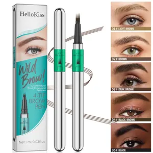 4 Tip Microblade Eyebrow Pen Waterproof, Hair Like Brow Pencil for Natural Feathered Brows, Long Lasting Smudge Resistant Makeup for Daily Wear, Work and Travel.