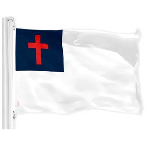 G128 Christian Flag | 2x3 Ft | LiteWeave Pro Series Printed 150D Polyester | Religious Flag, Indoor/Outdoor, Vibrant Colors, Brass Grommets, Thicker and More Durable Than 100D 75D Polyester