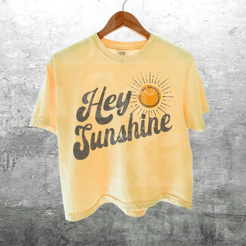 Hey Sunshine Comfort Colors Crop Top Boxy Tee 3023cl T-shirt Womens Unisex