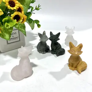 3 Counts Different Materials Fox Crystal Carving Healing Stones Natural Stone Chakra Balancing Reiki Home Office Decor From IG Crystal