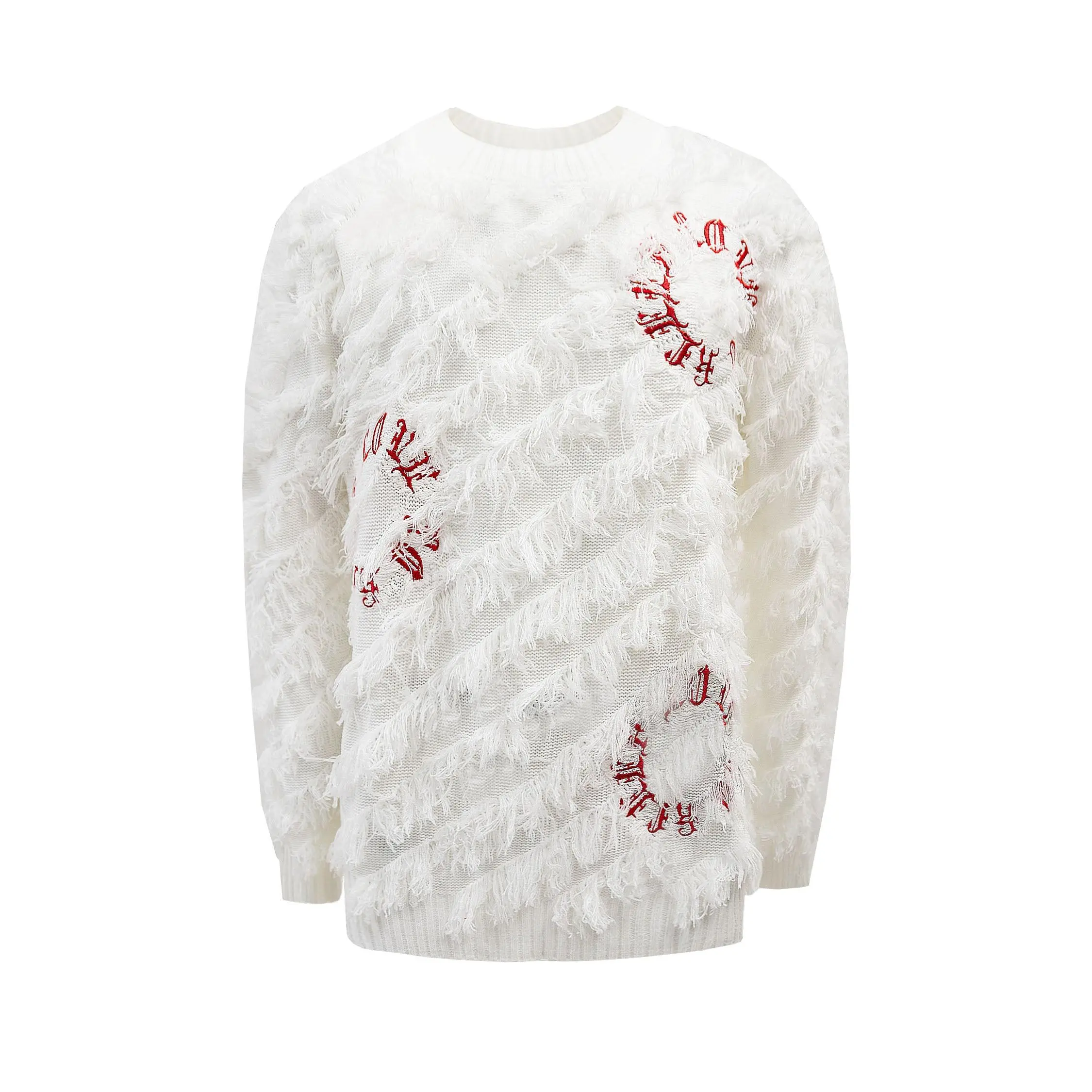Thread Fringe Embroidered Sweater