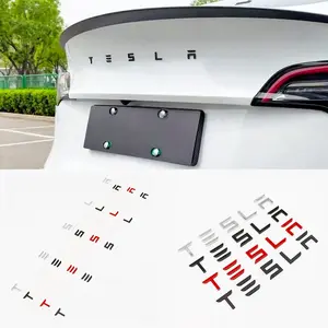 Tesla Car Letter Emblem Hood Decoration, Scratch-Resistant Reinforced Front Rear Badge, Replacement Logo for Model 3/y/s/x, Exterior Modify Parts