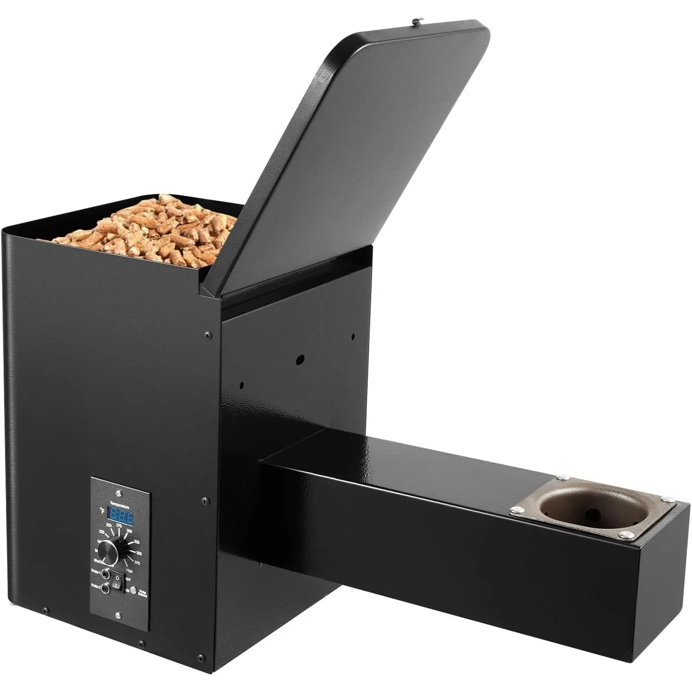 120V Iron Steel Pellet Smoker Hopper Assembly Kit (12.83kg, US 110V Plug) - 250W Outdoor Cooking Equipment, Digital Temp Controller, Rust-Resistant Electric Conversion Part w/1 English Manual, 1 Oven Temp Probe for BBQ Smoke Bake