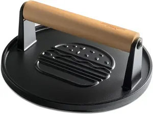 XUDAKAIXIN Cast Iron Smash Burger Press 7.1",Grill Bacon Meat Press Tool,Perfect for Blackstone, Camp Chef, Weber Grills & Indoor Griddles – BBQ & Cookout Must-Have (Grooved)
