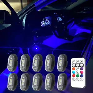 6/12/18/24Pcs RGB Led Aircraft Strobe Light Remote Wireless Motorcycle Flash Light Warning Lights for Bike Car Multifunctional