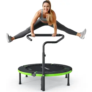 40"/38" Foldable Mini Trampoline, Rebounder Trampoline for Adults, U/T Adjustable  Handle, Exercise Rebounder for Adults Indoor/Garden Workout, Max Load 330lbs/440lbs