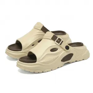 Chunky Open Toe Platform Slides - Cloud Recovery Sandals with Adjustable Strap