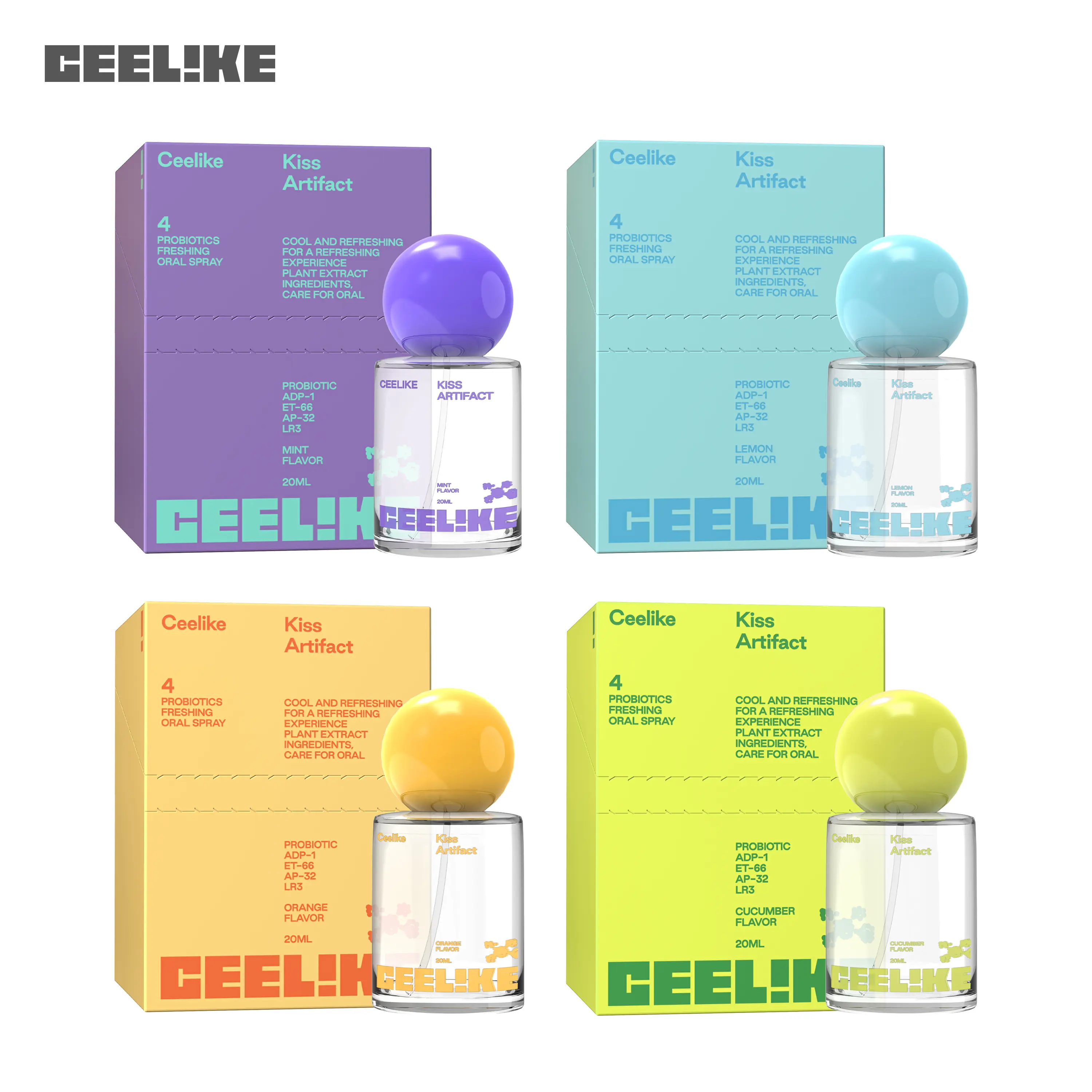 【live only】CEELIKE Probiotic Oral Spray | Five Flavors Available | 20ml for Long-Lasting Freshness & Oral Care | Sugar-Free & Portable Breath Freshener