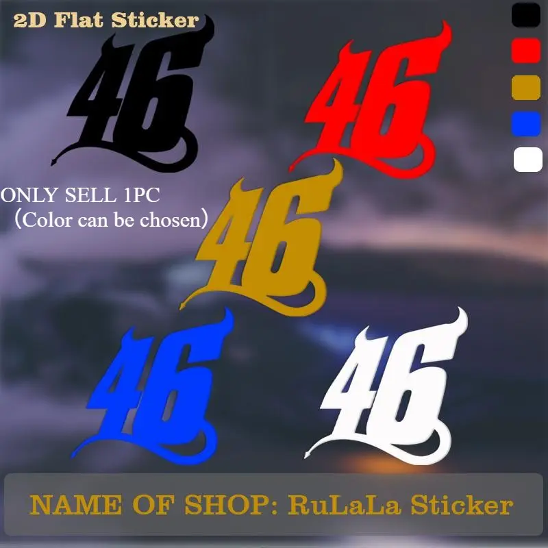 1PC Racing Trendy-Style No.46 Devil Horn Logo Sticker For Racing Car Bodies, Motorcycle Gear, Modification Backpacks, Automotive Decals
