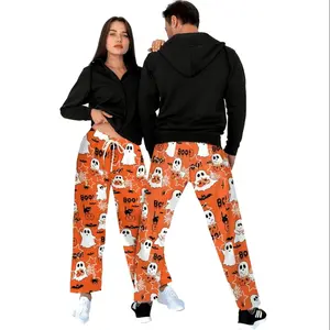 Spooky Cute Ghost Pajama Pants ¨C Unisex Halloween Lounge Bottoms for Couples Tropical Print Pajama Set