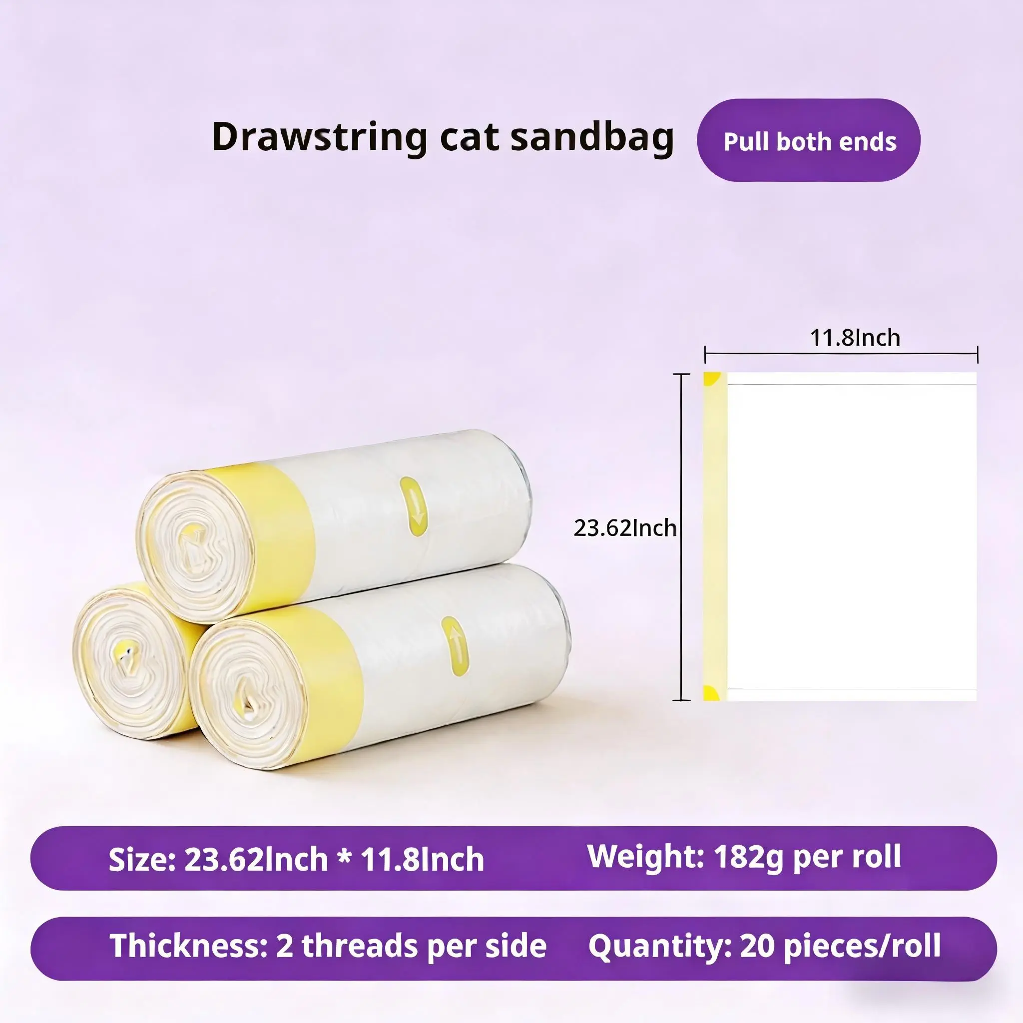 AutoScooper 11 Cat Litter Bags 60-Pack, Heavy Duty Thickened Replacement Liners, Leak-Resistant & Tear-Resistant Disposable Bags, Easy to Install and Remove for Automatic Litter Box