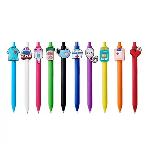 10-Pack of Nurse pens with Heart, Stethoscope, Masks Designs in Black Ink for Cna Rn Medical Assistant Nursing Student Essentials Nurse Week Gifts Appreciation Gift