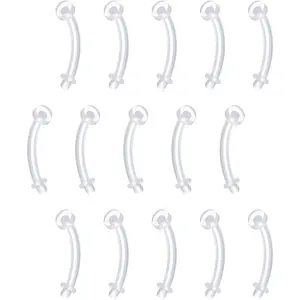16G 14G Clear Flexible Plastic Daith Rook Earrings Eyebrow Rings Curved Barbells  Piercing Retainers 15 count