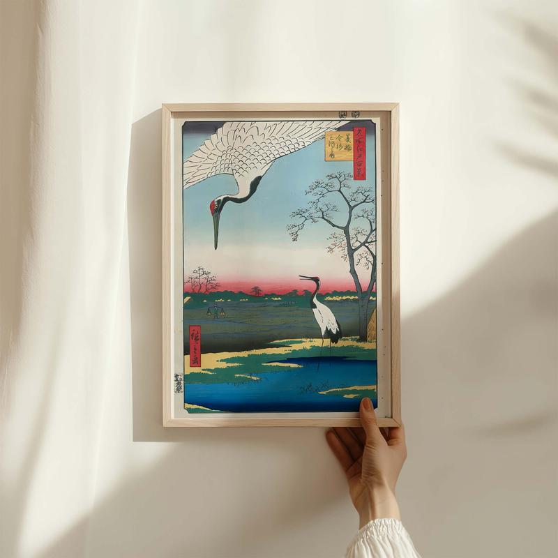 Minowa Kanasugi And Mikawashima Fredericton Wall Art Watercolor Print 170 gsm Matte Paper 20-25mm Pine Wood Frame Ready To Hang Poster