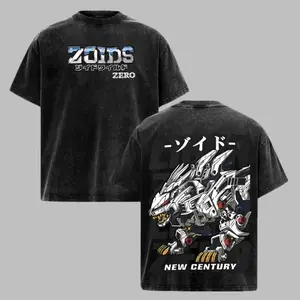 Liger Zero Zoids New Century Zero T-Shirt, Oversized Washed Vintage Anime Tee, Mecha Robot Graphic Shirt, Retro 90s Japanese Anime Streetwear