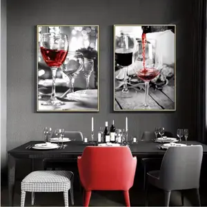 3pcs Frameless Kitchen Posters, Wine and Bottle Art, Drink Wall Decor, Canvas Painting for Living Room and Restaurant