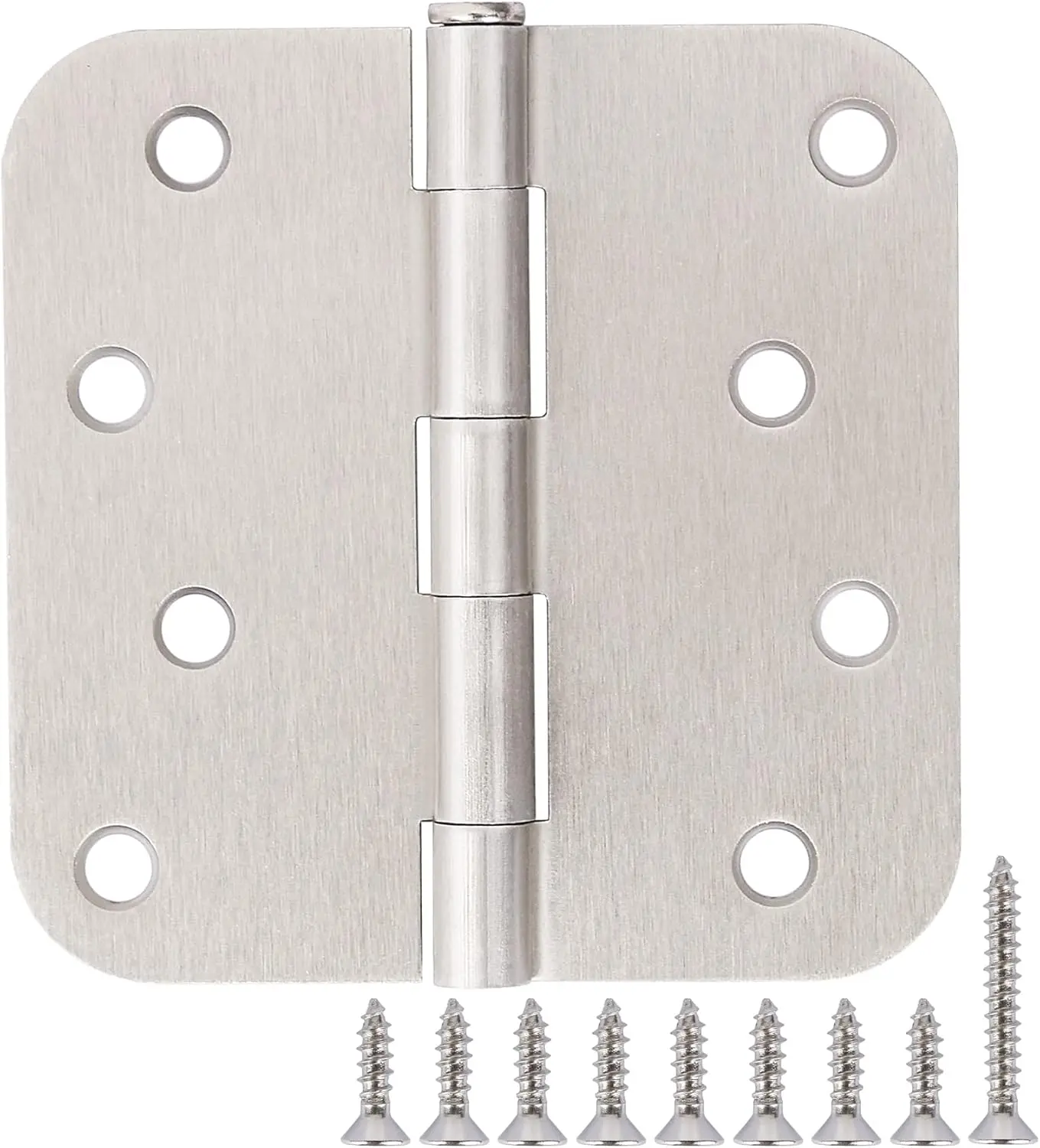 3 Pack 4 Inch Door Hinges Brushed Nickel Interior/Exterior Door Hinges Satin Nickel 4"x4" 5/8 Radius Rounded Front 4In Door Hinges  Heavy Duty Iron Shed House Hinges Door Hardware Brushed Nickel