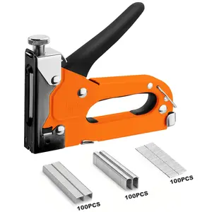 3-in-1 Staple-Gun, Heavy Duty Staple Machine Kit with 300 Staples, Upholstery Stapler for Fixing Material, Decoration, Carpentry, Furniture, Door and Window