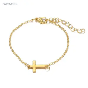 Vintage Gold Cross Bracelet Minimalist Luxury European American Style Women's Fashion Hand Jewelry Trendy Retro Adjustable Stackable Bracelet Daily Casual Party Dating Street Wear Holiday Gift