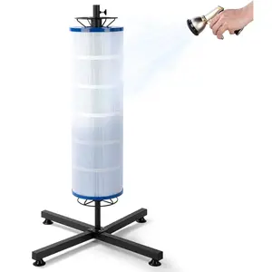 Vertical Pool Filter Cleaner Stand Tool with 9-Mode Adjustable  Nozzle,  Cleaning, Universal Fit for 3", 4", 6" Filter Cartridges, 360? Deep Cleaning