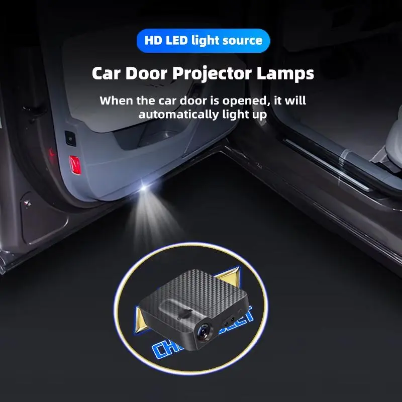 2/4pcs For Chevrolet Silverado Car Welcome Lamp Auto Door Welcome Light LED Projector