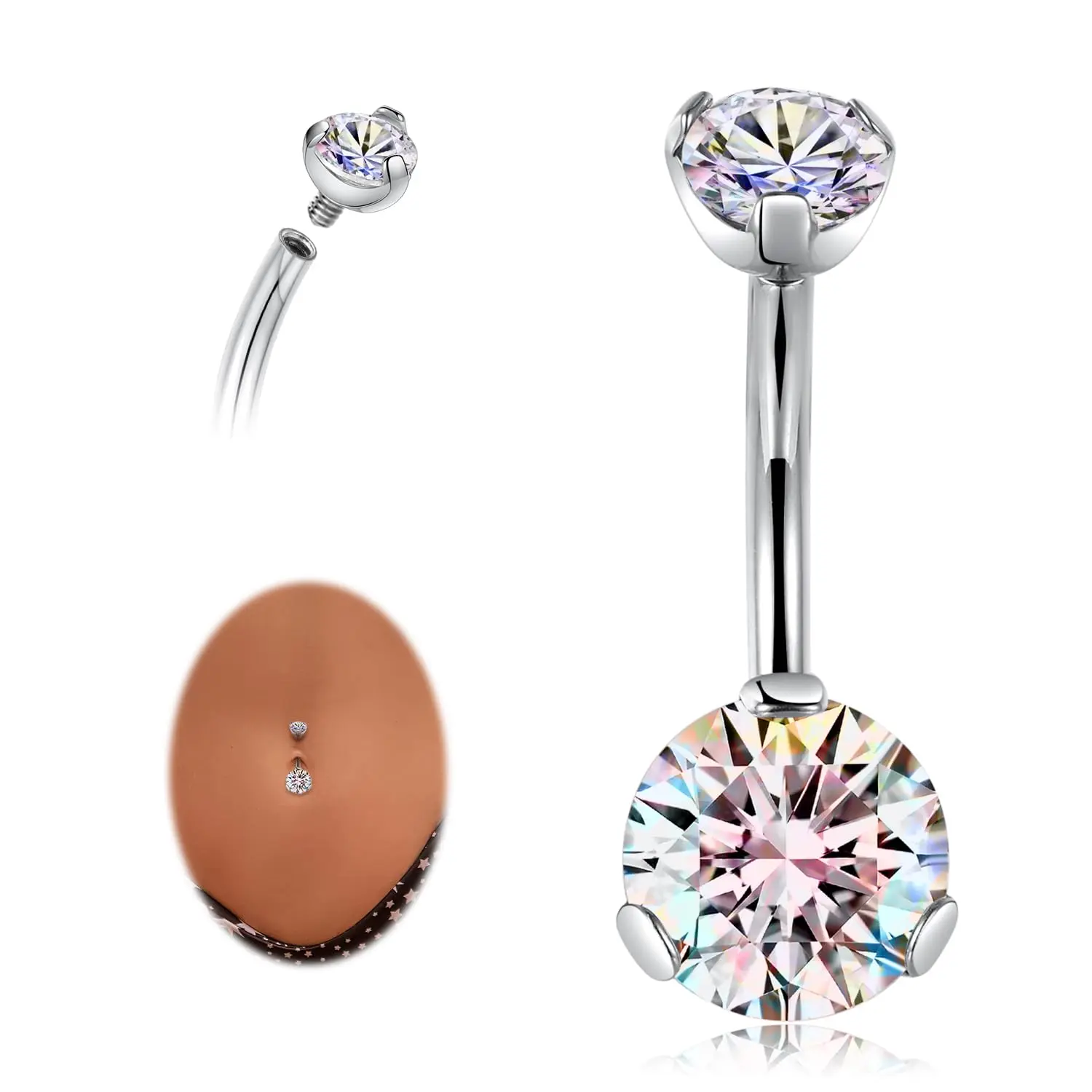 Silver+Aurora Borealis CZ