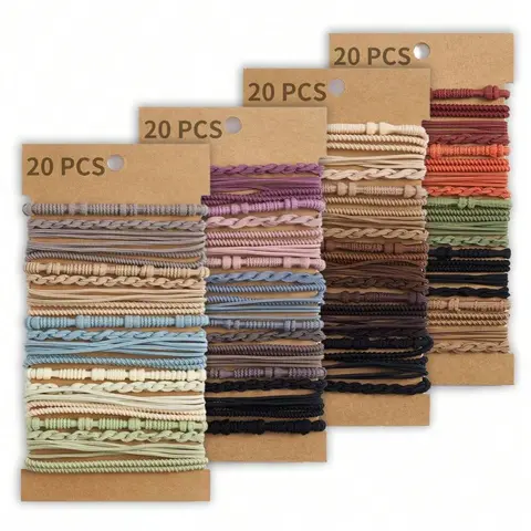 20 Pcs Bohemian Bracelet Hair Ties, Elastic Rubber Bands That Don't Hurt, Fashionable Ponytail Hair Accessories ,Hair Rope