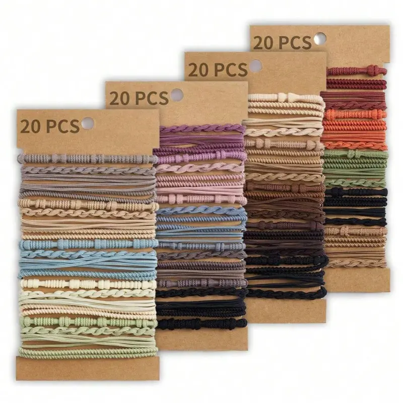 20 Pcs Bohemian Bracelet Hair Ties, Elastic Rubber Bands That Don't Hurt, Fashionable Ponytail Hair Accessories ,Hair Rope
