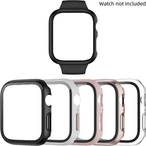 PC & Tempered Glass Integrated Screen Protector Case (5 Counts/set), Anti-drop Protective Cover Compatible with Apple Watch Ultra/SE/10/9/8/7/6/5/4/3/2/1, Wearable Protection