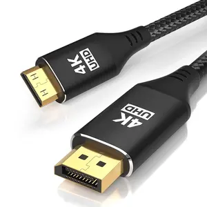 4K DisplayPort to Mini HDMI Cable 6FT, DP to Mini HDMI Male Video UHD 1440P/2K@120Hz,4K@30 Nylon DP to Mini HDMI Uni-Directional Cord for Dell, Desktop, AMD, NVIDIA, Lenovo, HP, ThinkPad