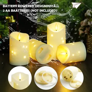 Outdoor Waterproof Flickering Flameless Candles, 3Pcs LED Pillar Candles Battery Operated with Remote and Timers, for Patio Garden Room Decoration, for Outdoor Patio Walkway Decoration, Holiday Decorations Decor Upgraded Flickering Flame