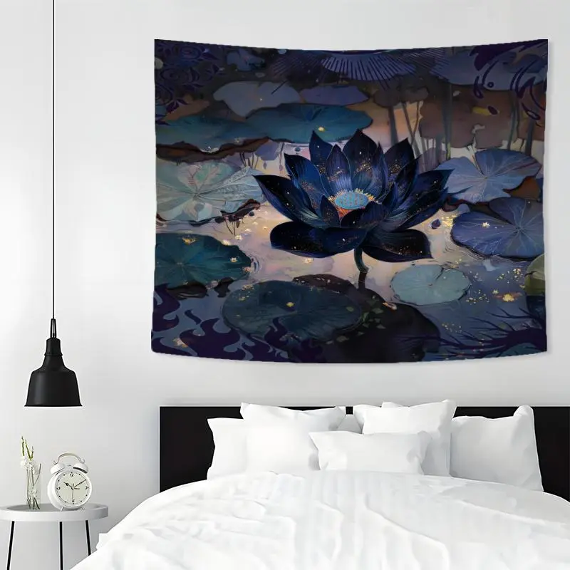 Lotus Pattern Tapestry, Fantasy Style Wall Hanging Tapestry, Wall Decor for Living Room Bedroom Dorm, Home Decor, Room Decor