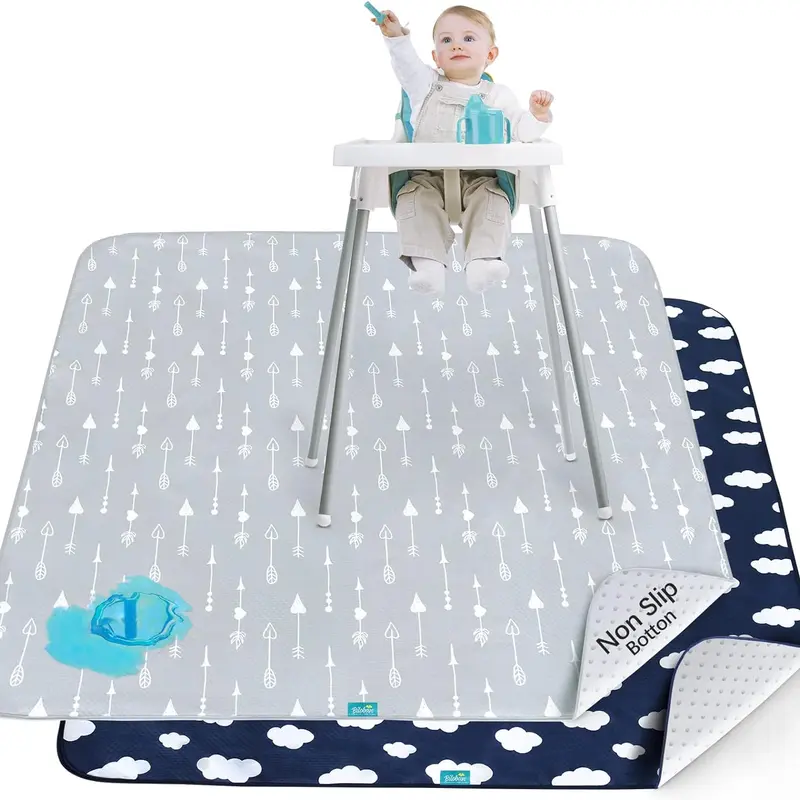 Biloban 2 Pack Baby Splat Mat for Under High Chair, Wipeable Waterproof Washable Anti-Slip Reusable Portable Lightweight Splash Mat for Eating Mess Picnic Toddler Art Craft Mealtime Playtime Mat Floor Table Protector 42''×46'' #TikTokShopFallDealsForYou