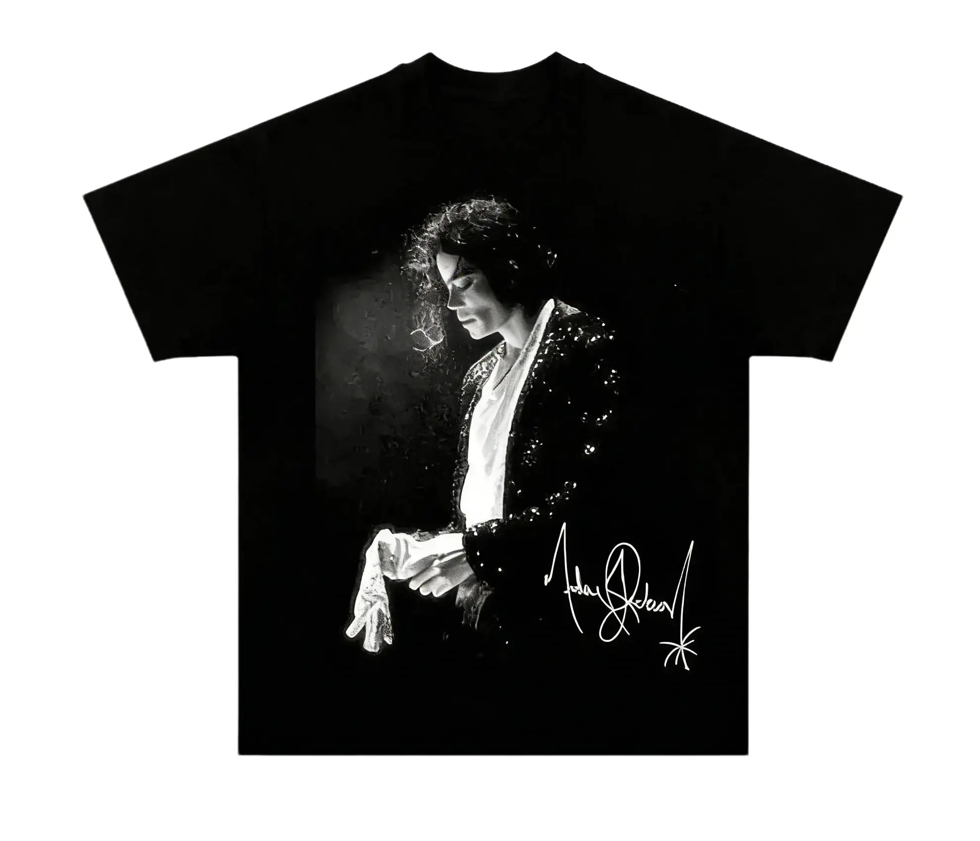 Graphic Print T-Shirt, Unisex Michael Jackson Pure Cotton Short Sleeve Top for Casual Streetwear, Sporty Chic Fan Gift, Everyday, Round Neck, Shortsleeve, Tshirt, Halloween, Women, Festive, Tee, Music, Party, Iconic Images, Festive Occasion Tee