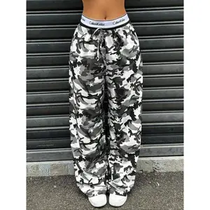 American retro street hip-hop wide leg jeans - color blocked camouflage high waisted work pantsRAIMENTRY