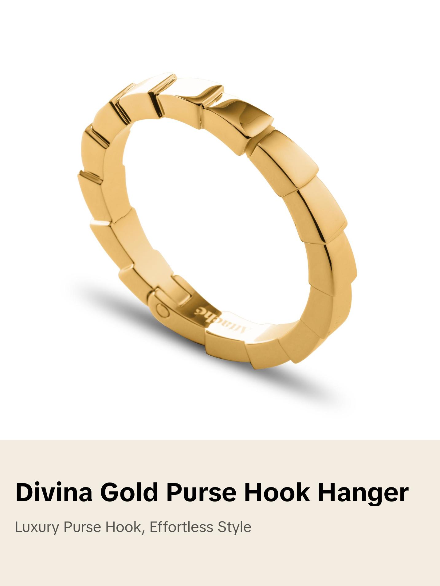 Divina Gold Attaché Purse Bag Hanger - Purse Hook for Table, Luxury Accessory to Any Handbag