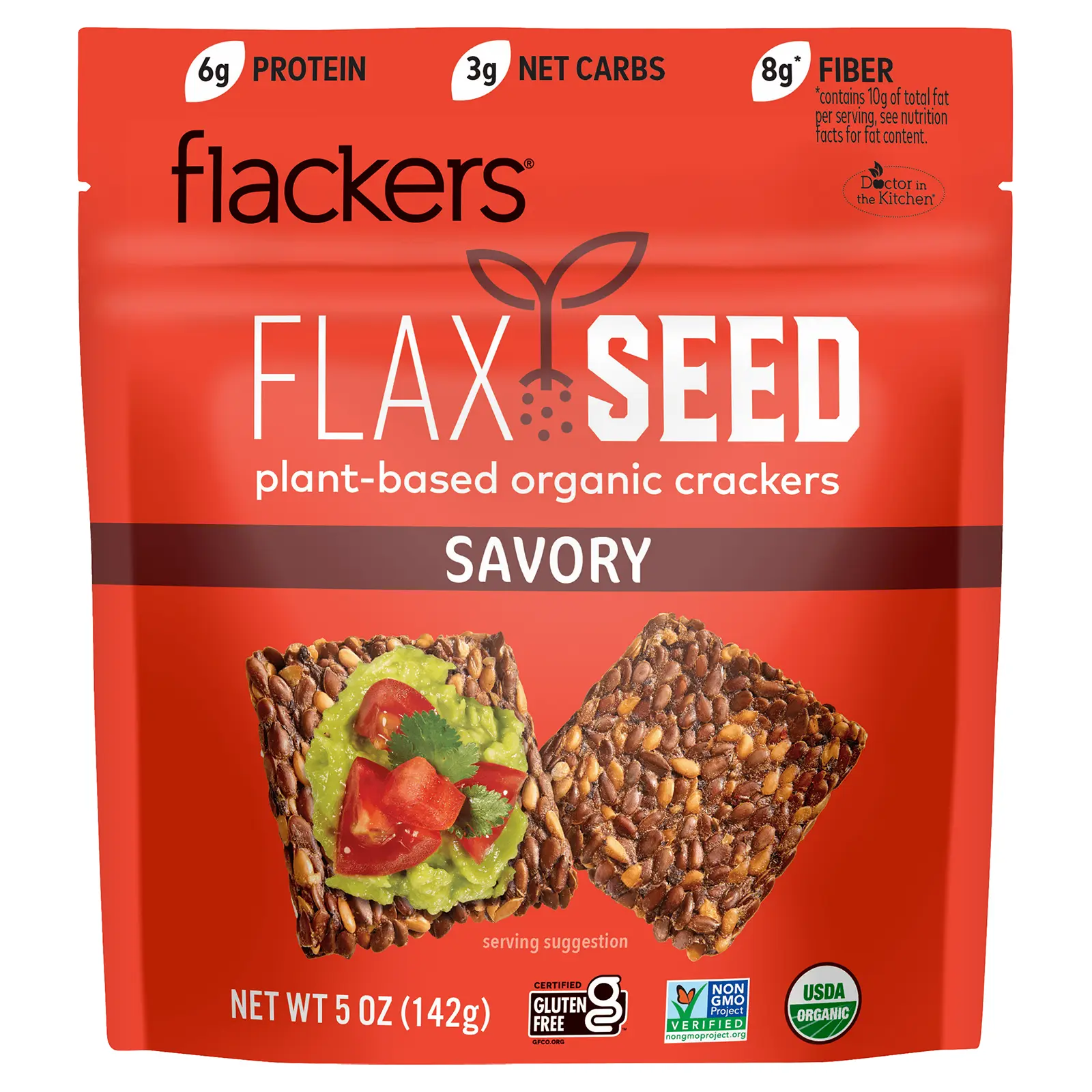 Flackers Flax Seed Crackers, Savory, 5 oz (142 g) Flackers Flax Seed Crackers, Savory, 5 oz (142 g)