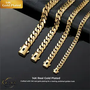 【Glossy model】14K gold-plated Cuban necklace/bracelet | The latest electroplating gold-plating process for rust prevention| Miami hip-hop style fashion items| The best gift for men and women| Couples' style| 6mm/8mm/10mm/12mm/14mm Valentine's Day gift