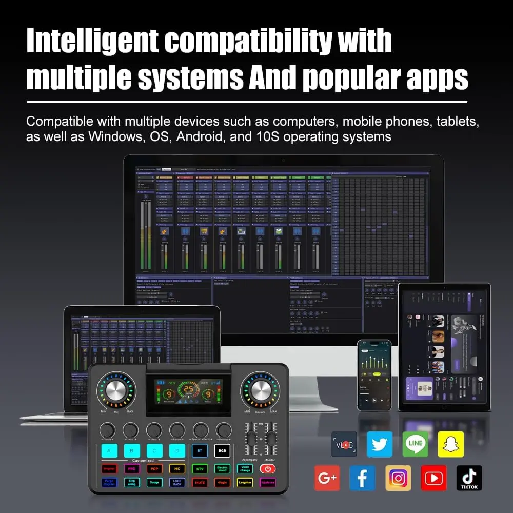 F668 Beginners Gaming Audio Mixer OTG 3D Folding Screen Console PC