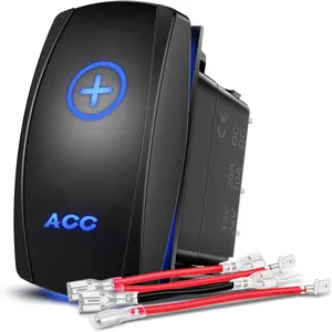 Nlilght Acc Rocker Switch Led Light Bar 5 Pin Laser On Off SPST Switches 20A/12V 10A/24V Blue with Jumper Wires Set for Cars Trucks Boats ATVs UTVs RVs