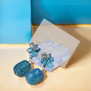 Natural Apatite Mix Dangle Earrings. Apatite Drop Earrings. Cluster Earrings. Dangle Earrings.