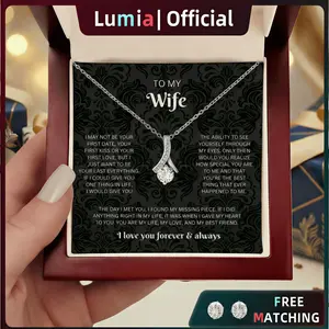 To My Wife Necklace,Wife Gift,Anniversary Gift for Wife,Solid Wood Gift Box with LED Light & Card | For Expressing Love ,Mermaid Tail Necklace, Precious Gift,