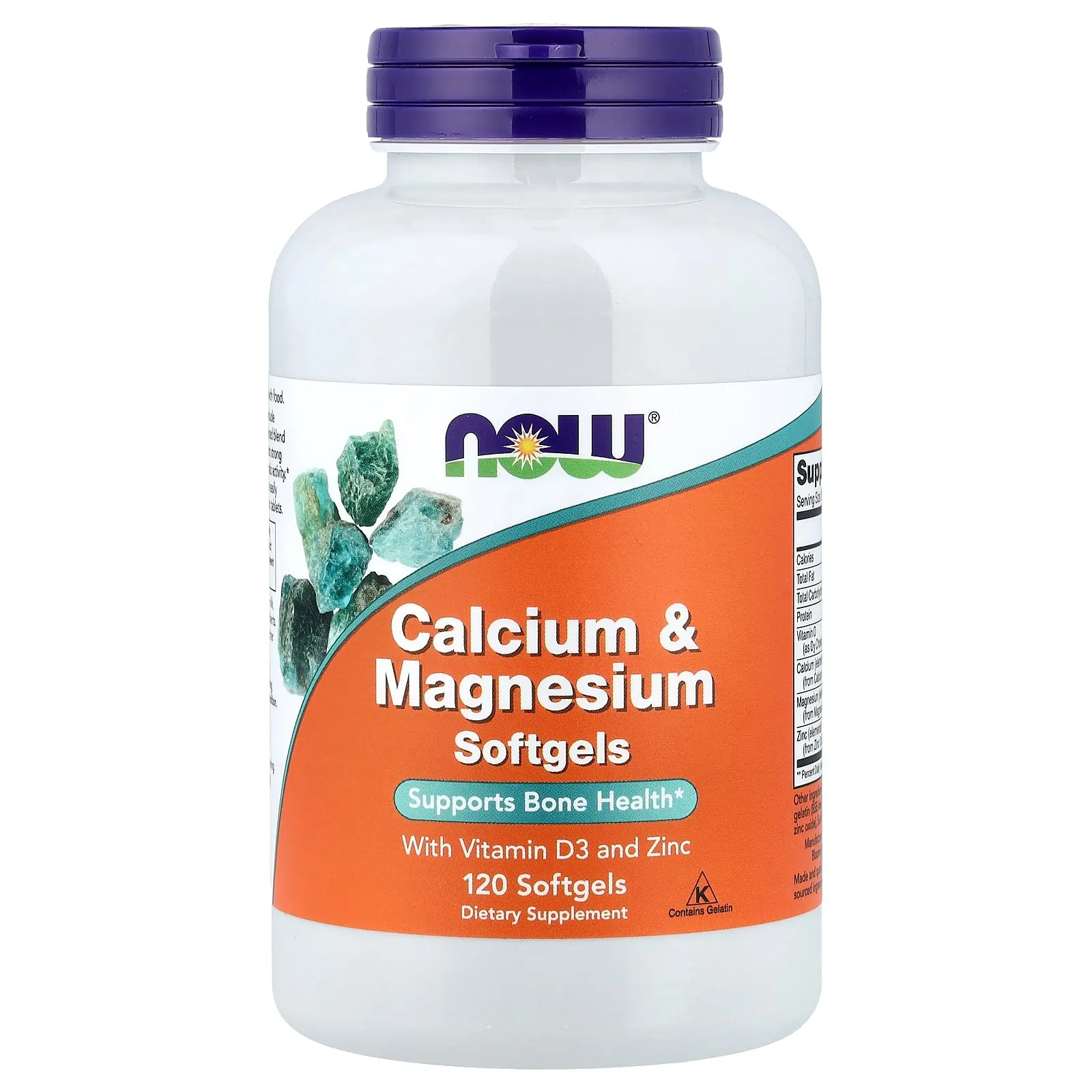 NOW Foods Calcium & Magnesium with Vitamin D3 and Zinc, 120 Softgels